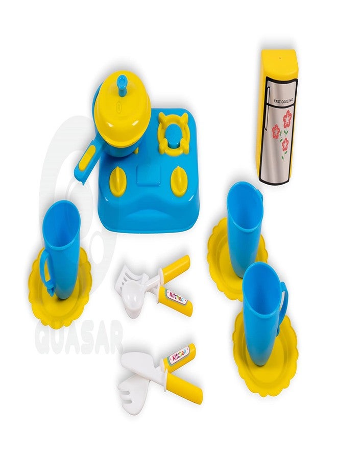 Quasar Indian Kitchen Set,Fast Food Play Set, Miniture Kitchen Set, Mini Kitchen Set Little Chef Cooking Cookware Accessories Pretend Play Set Best Gift Your Children (Happy Cooking Blue Set) - Image 2